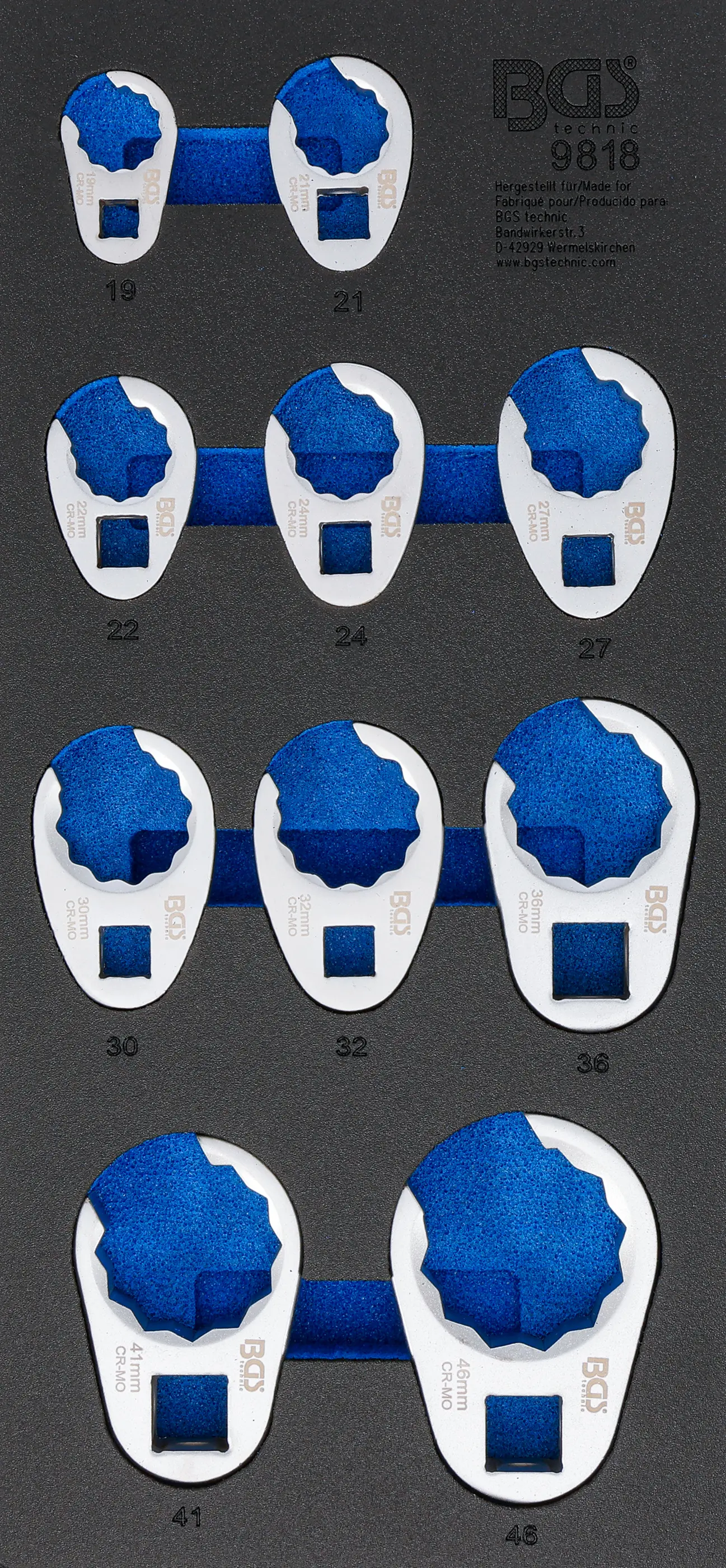 BGS technic | Tool Tray 1/3: Crowfoot Spanner Set | 10 mm (3/8