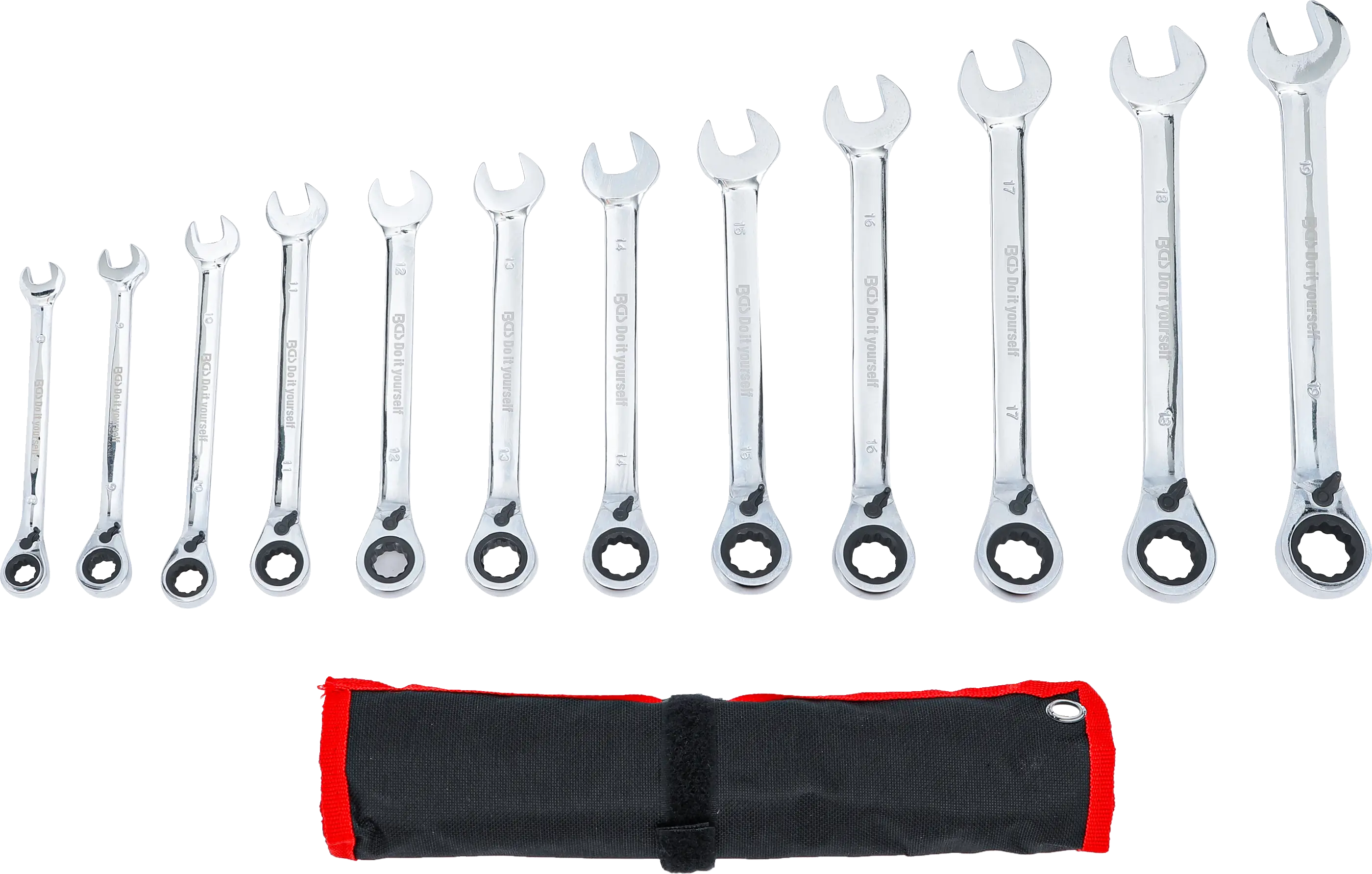 Coffret De 12 Clés Mixtes à Cliquet Kroftools – De 8 à 19 Mm – Module Servante – Neuf Sous Blister
