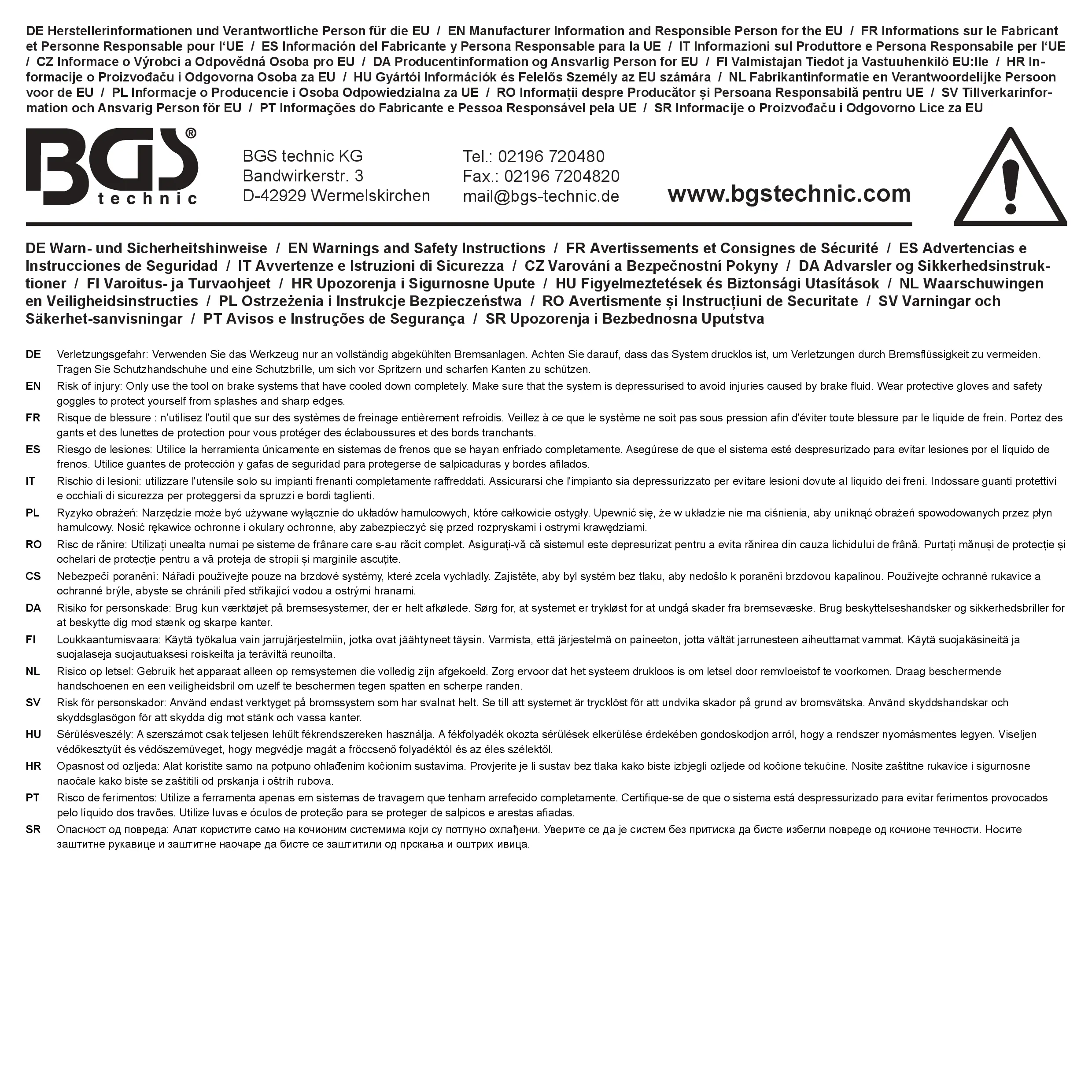 BGS Diy 71049 - und Kupplungssystem-Entlüfter-Satz